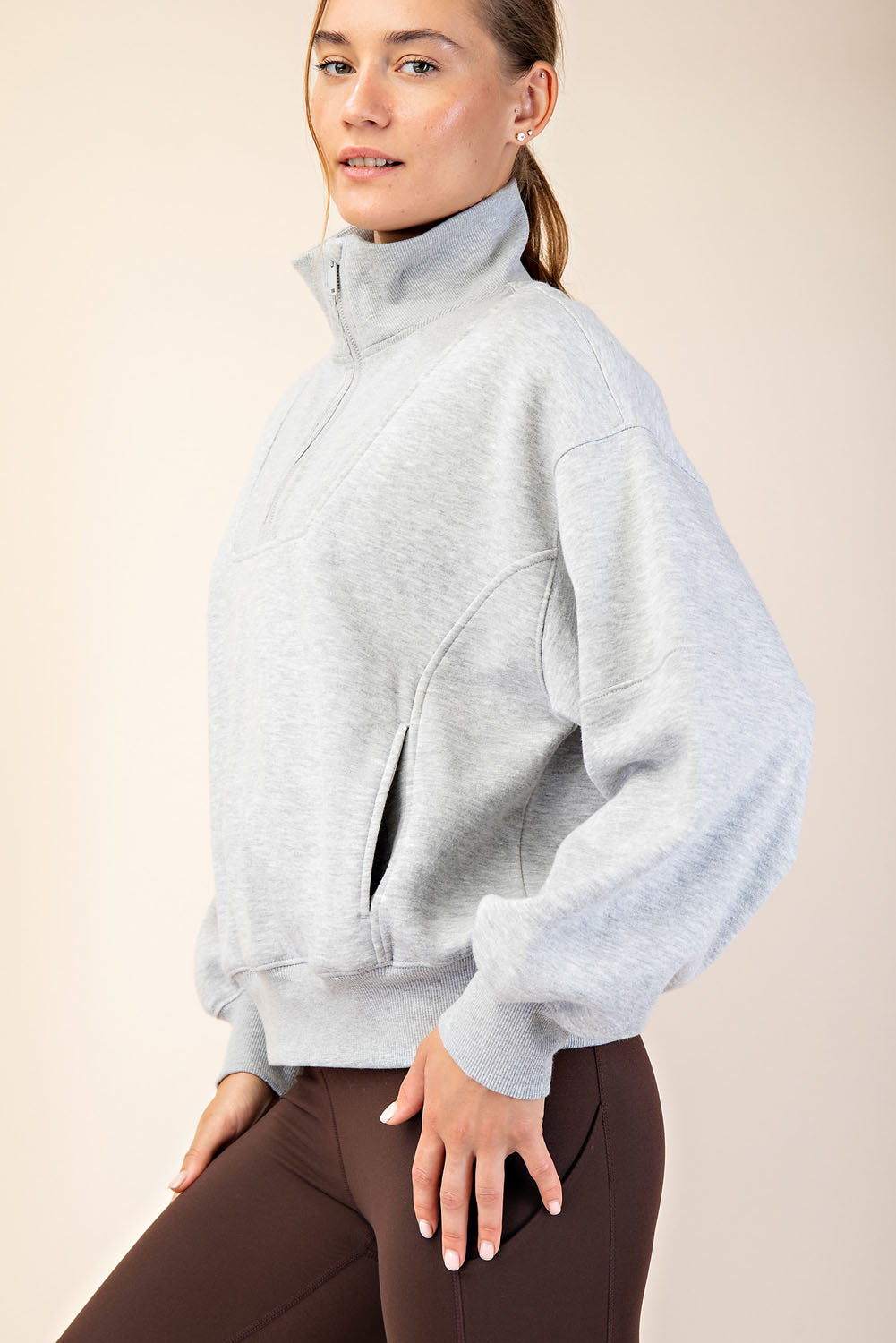 Rae Mode French Terry Fleece Quarter Zip