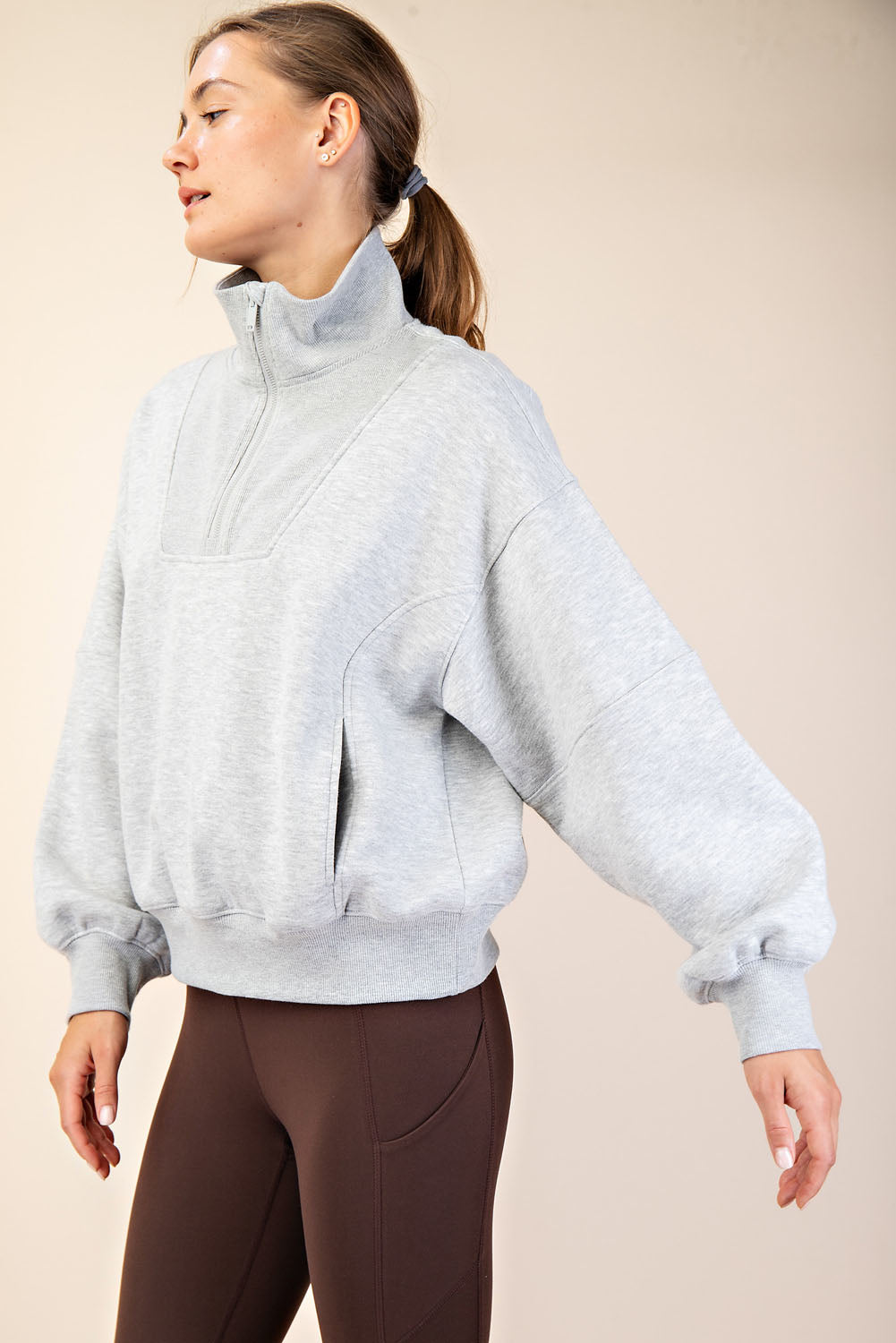 Rae Mode French Terry Fleece Quarter Zip