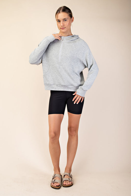 Rae Mode Modal Poly Span Quarter Zip Hoodie Sweatshirt