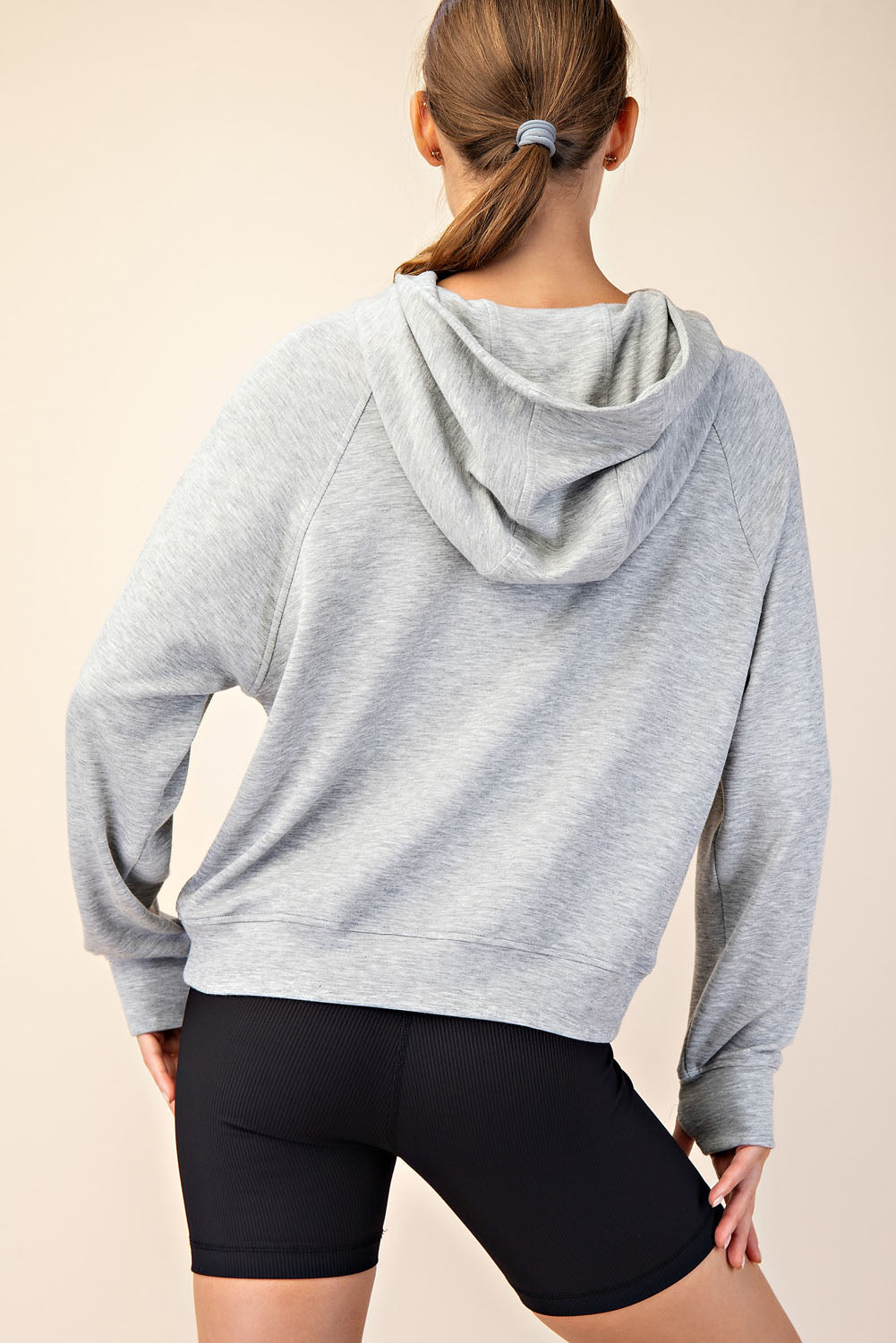 Rae Mode Modal Poly Span Quarter Zip Hoodie Sweatshirt