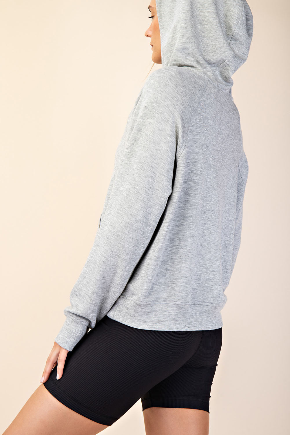Rae Mode Modal Poly Span Quarter Zip Hoodie Sweatshirt