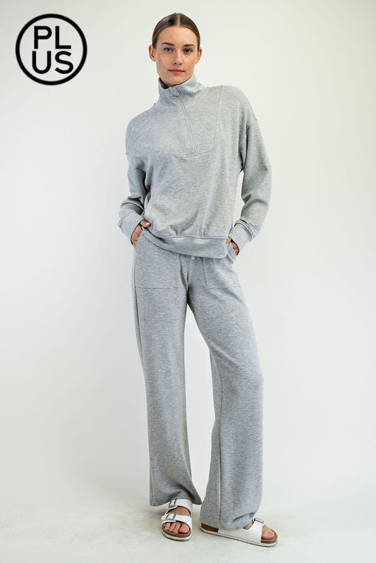Rae Mode Plus Size Modal Poly Span Quarter Zip Mock Neck Pullover