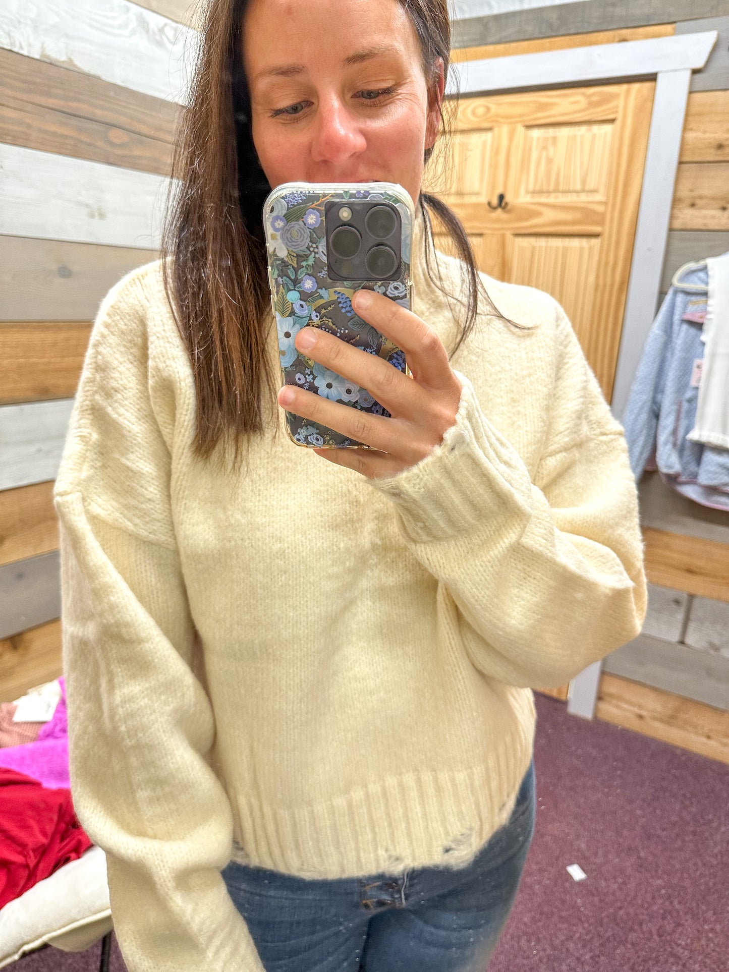 Mock Neck Cozy Sweater - Cream