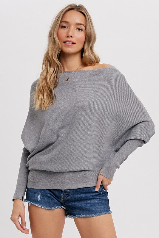 Asymmetical Open Shoulder Doman Sweater