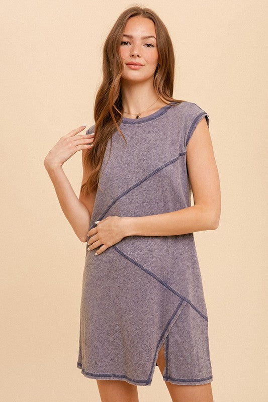 Knit Gauze Split Hem Paneled Dress