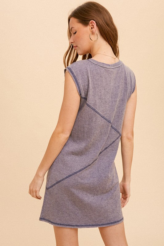 Knit Gauze Split Hem Paneled Dress