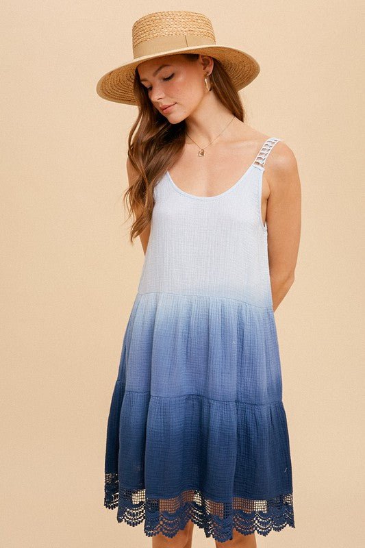 Crochet Back Dip Dye Dress