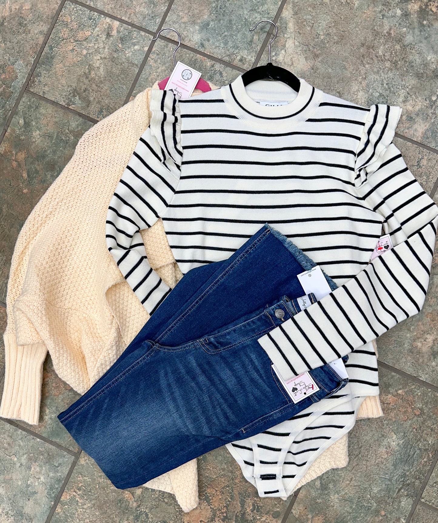 Mock Neck Stripe Body Suit