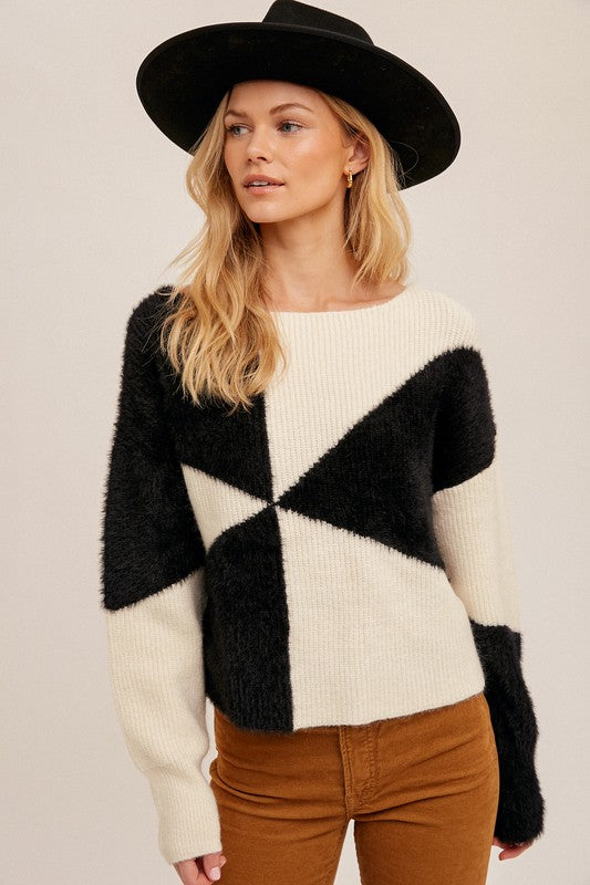Black and Cream Block Sweater