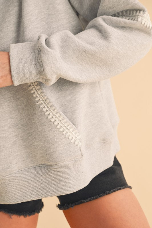 Pullover sweatshirt with stitching