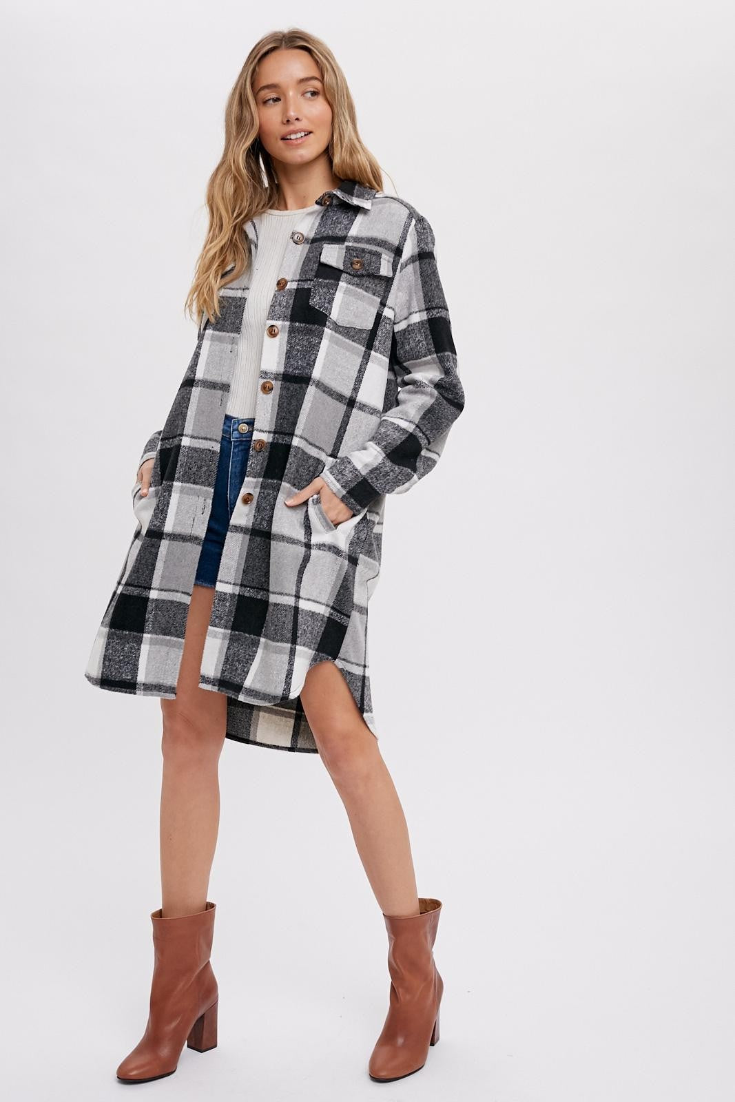 Longline Plaid Shacket