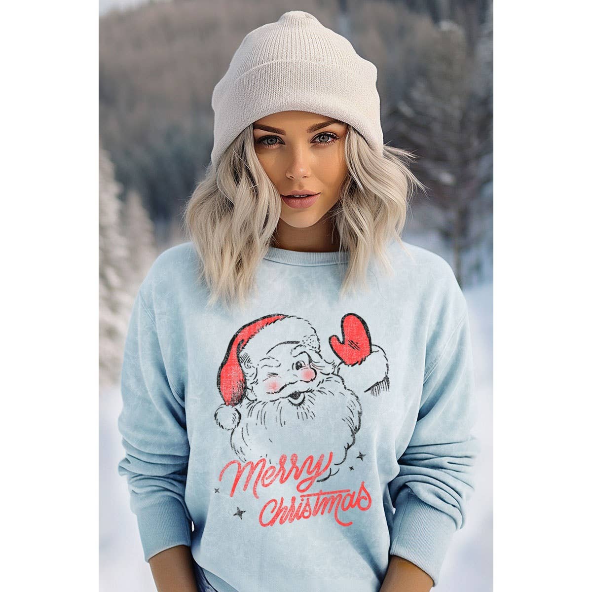 MERRY SANTA MINERAL GRAPHIC SWEATWHIRTS: White / XL