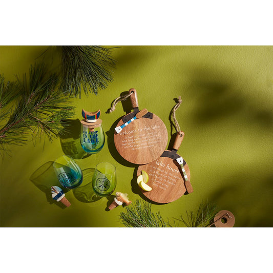 Mud Pie Lake Wine Glass & Stopper Set