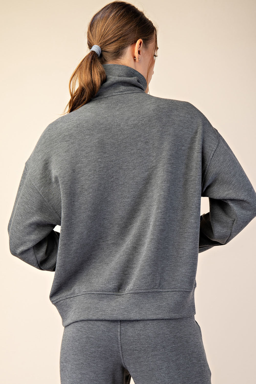 Rae Mode Scuba Quarter Zip Mock Neck Pullover