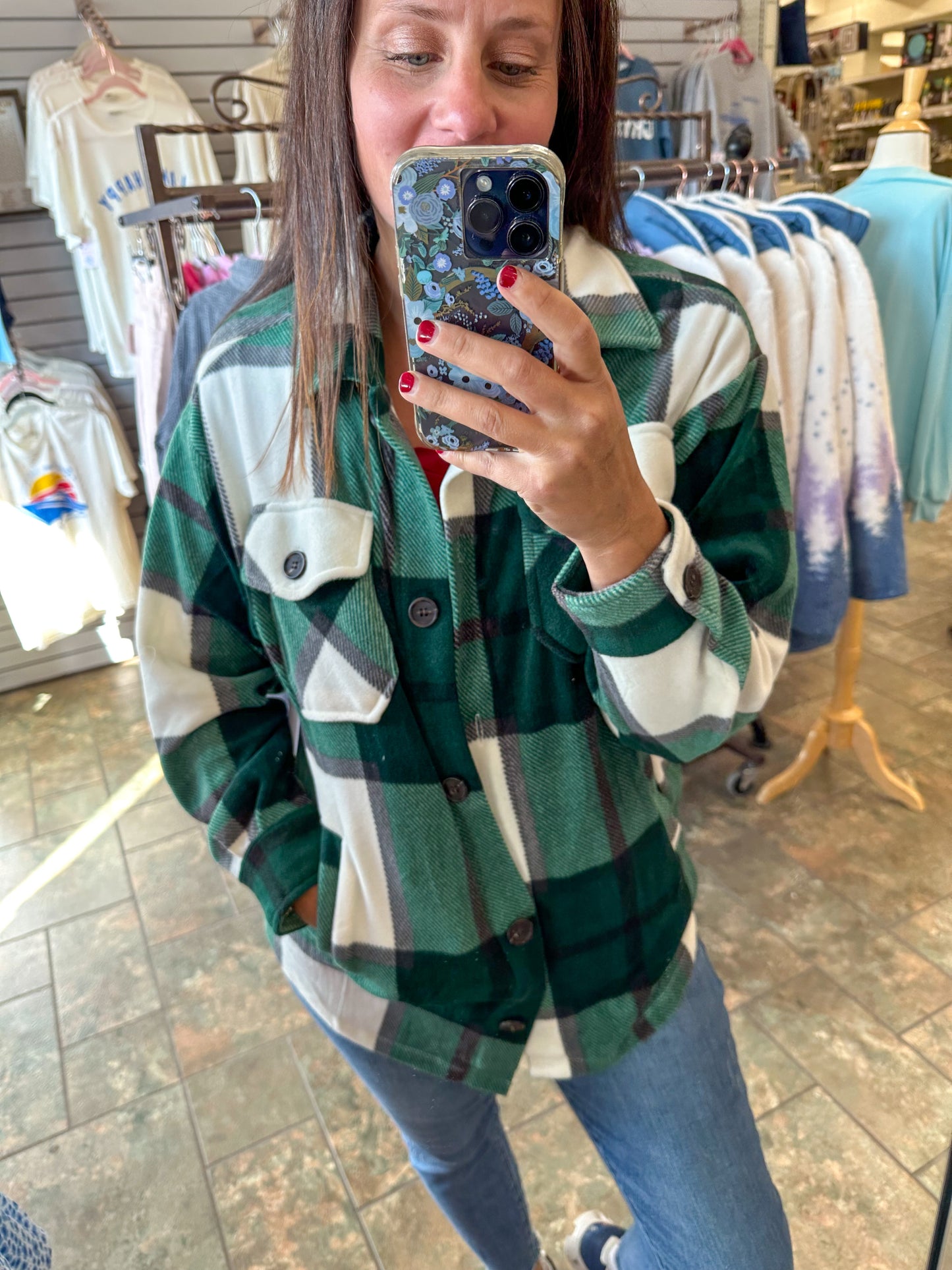 Fleece Shackets - Green Mix