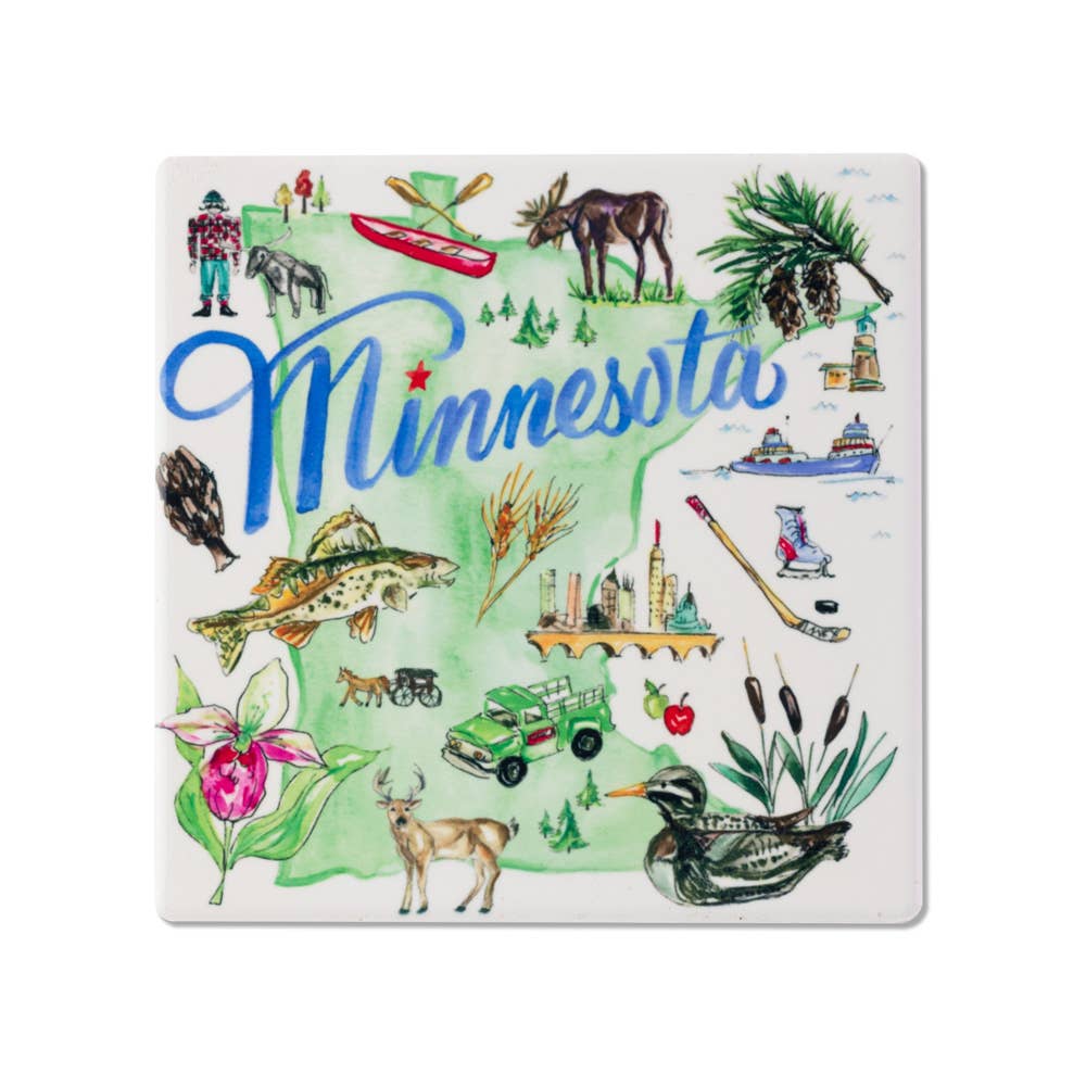 MN State Collection Ceramic Coaster Minnesota Rosanne Beck