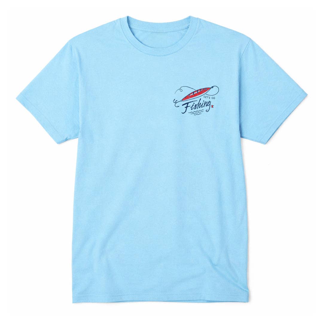 Let's Go Fishing Tee: Sky / Large