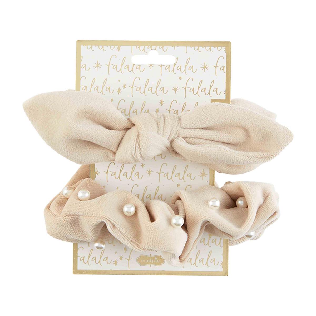 Mud Pie Pearl Velvet Scrunchie Set