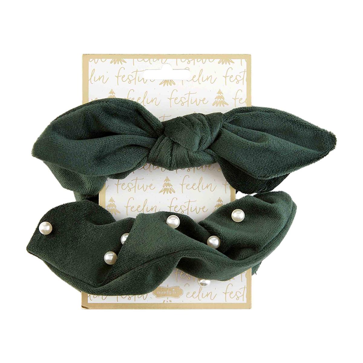 Mud Pie Pearl Velvet Scrunchie Set