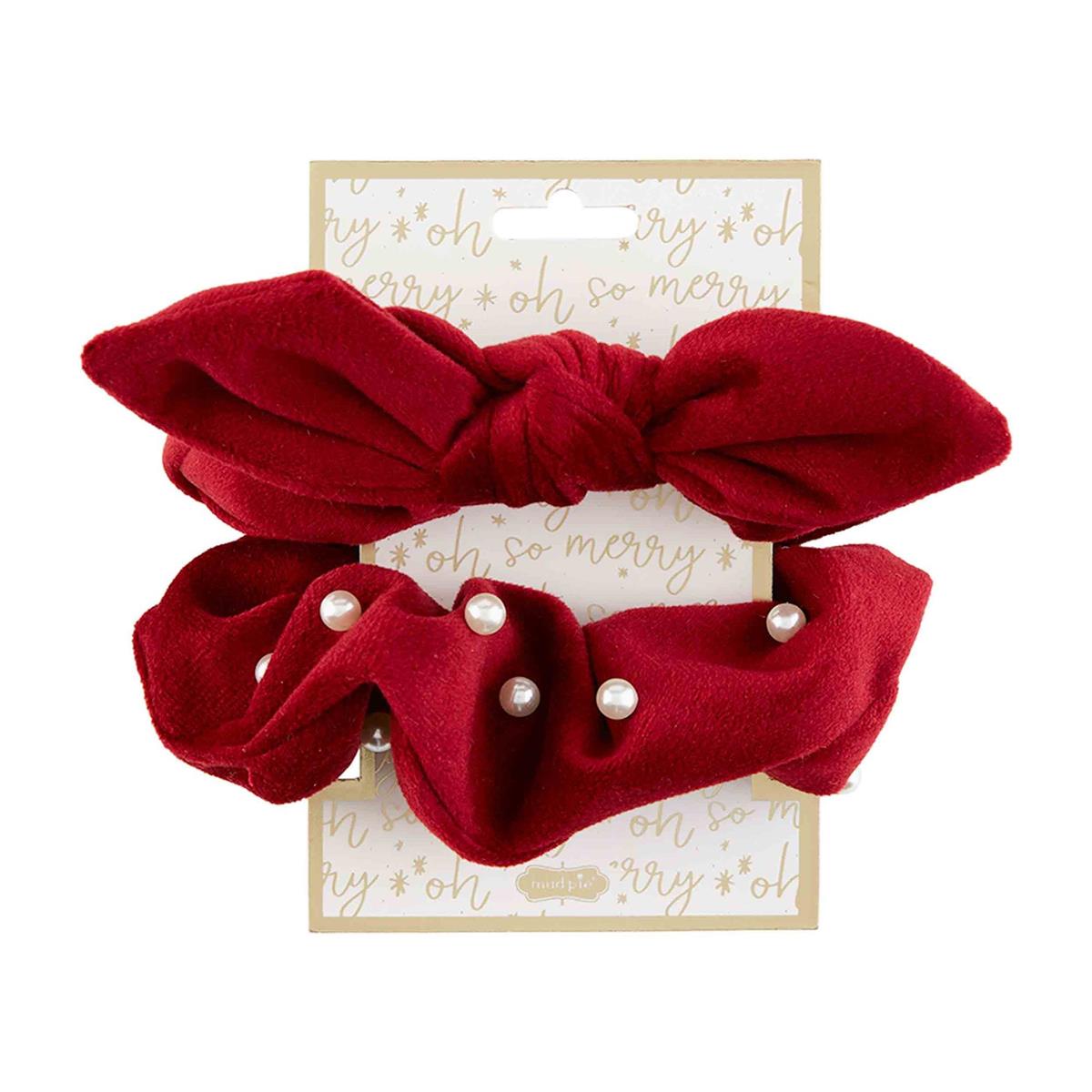 Mud Pie Pearl Velvet Scrunchie Set