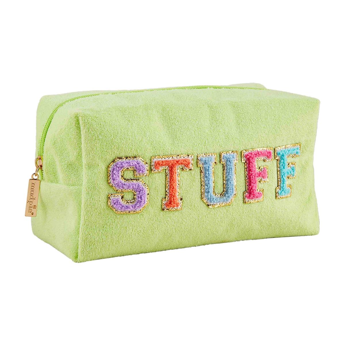 Mud Pie STUFF Terrycloth Pouch Pink