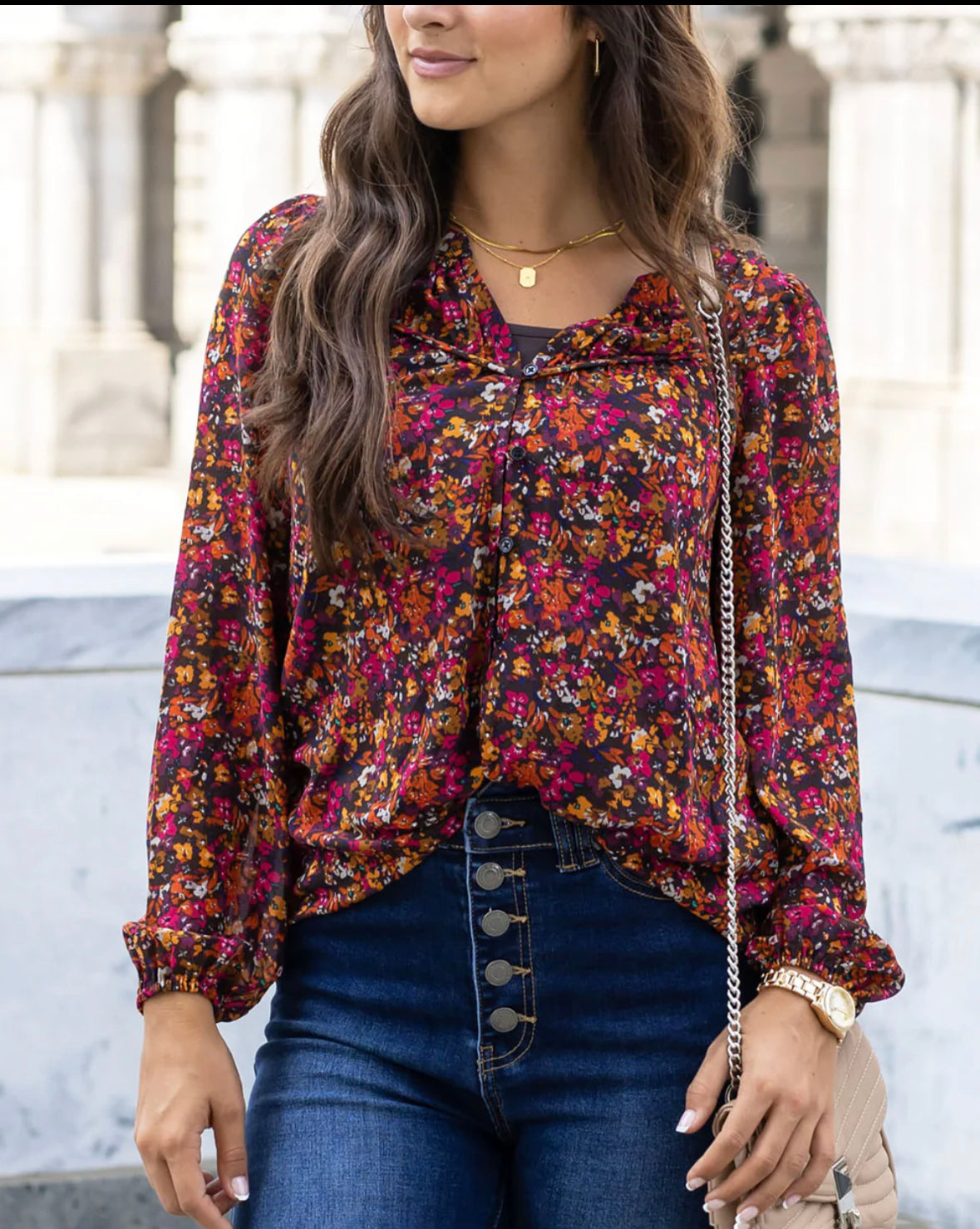 Grace & Lace Autumn Eve Chiffon Top