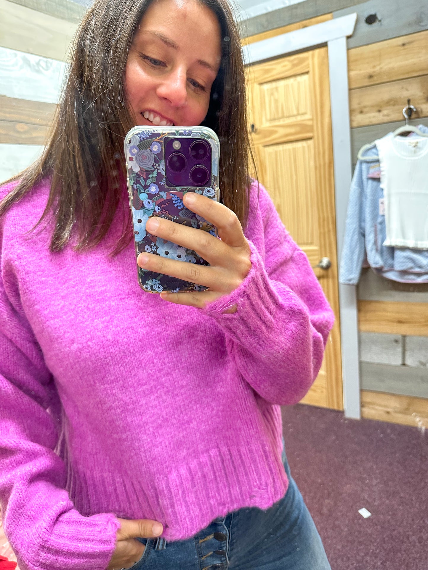 Mock Neck Cozy Sweater - Pink