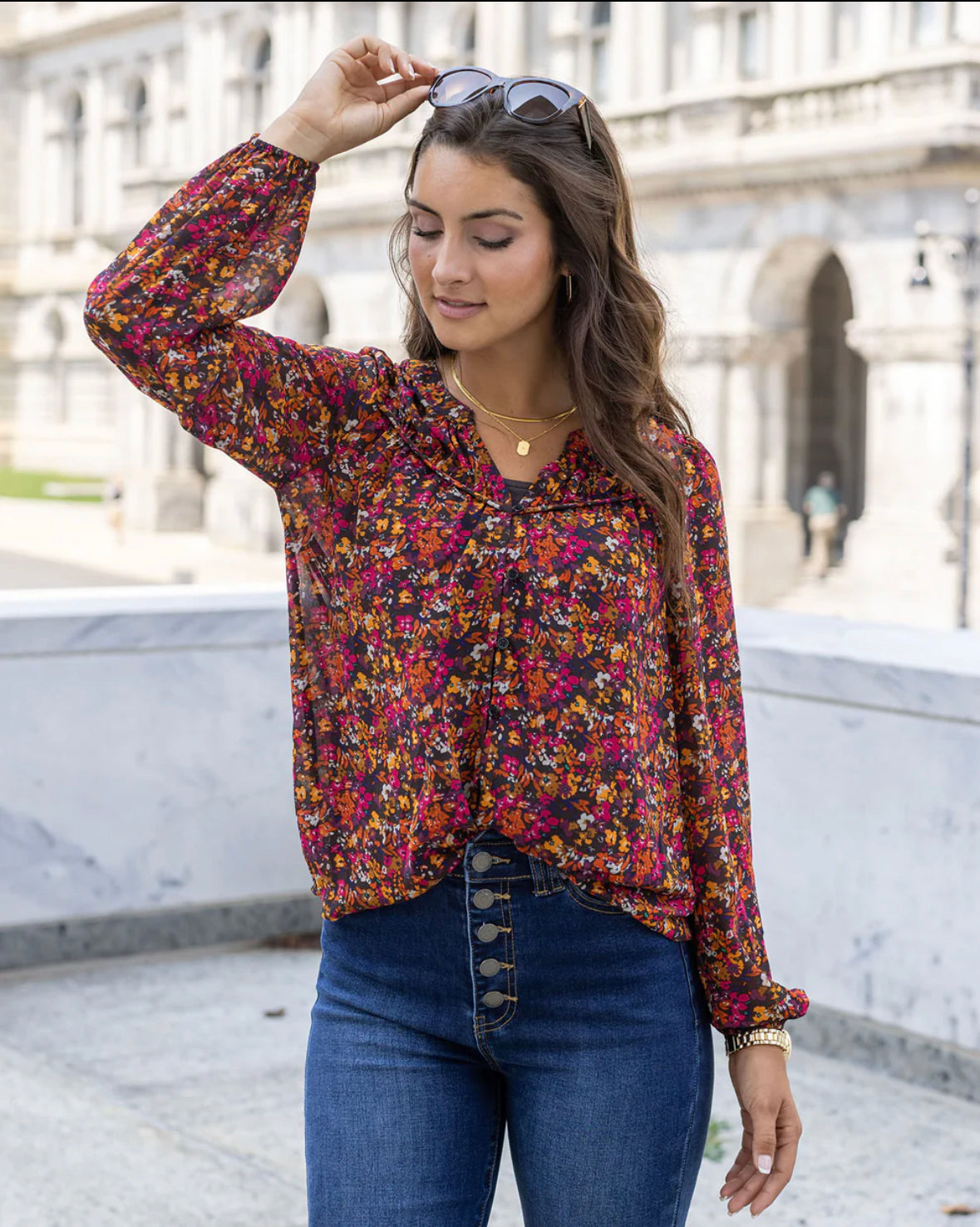 Grace & Lace Autumn Eve Chiffon Top