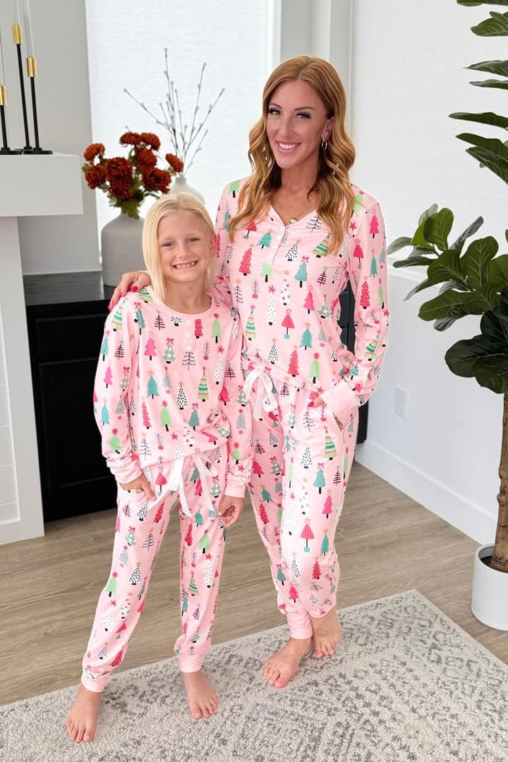 Shirley & Stone Pink Tree Pajamas - Youth