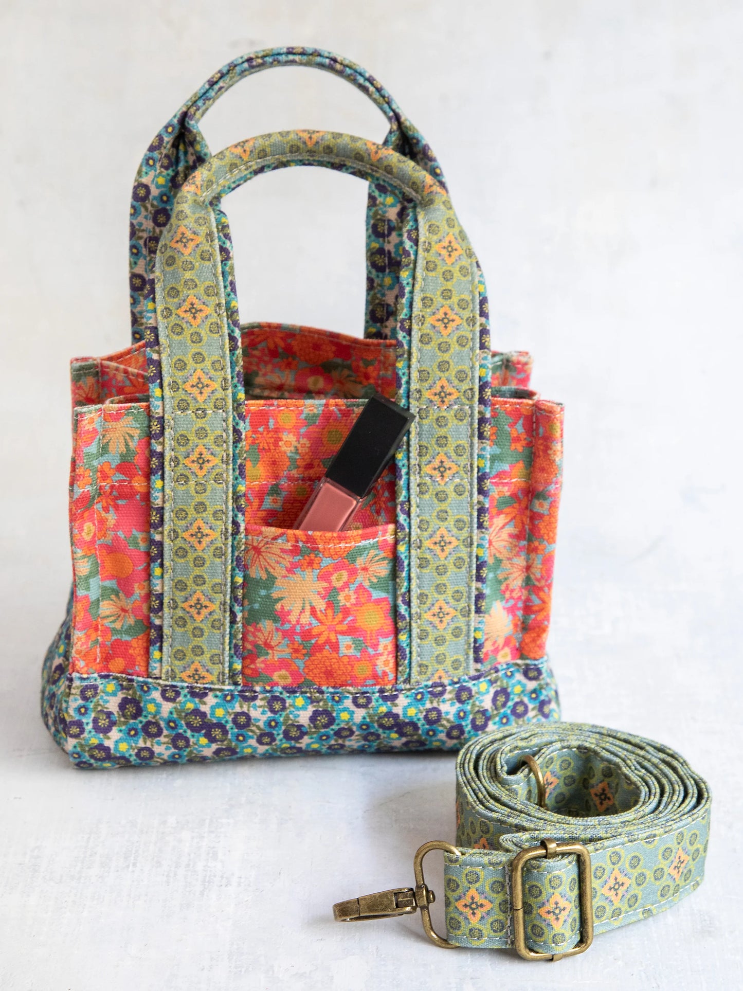 Mini Crossbody Tote - Coral Sage