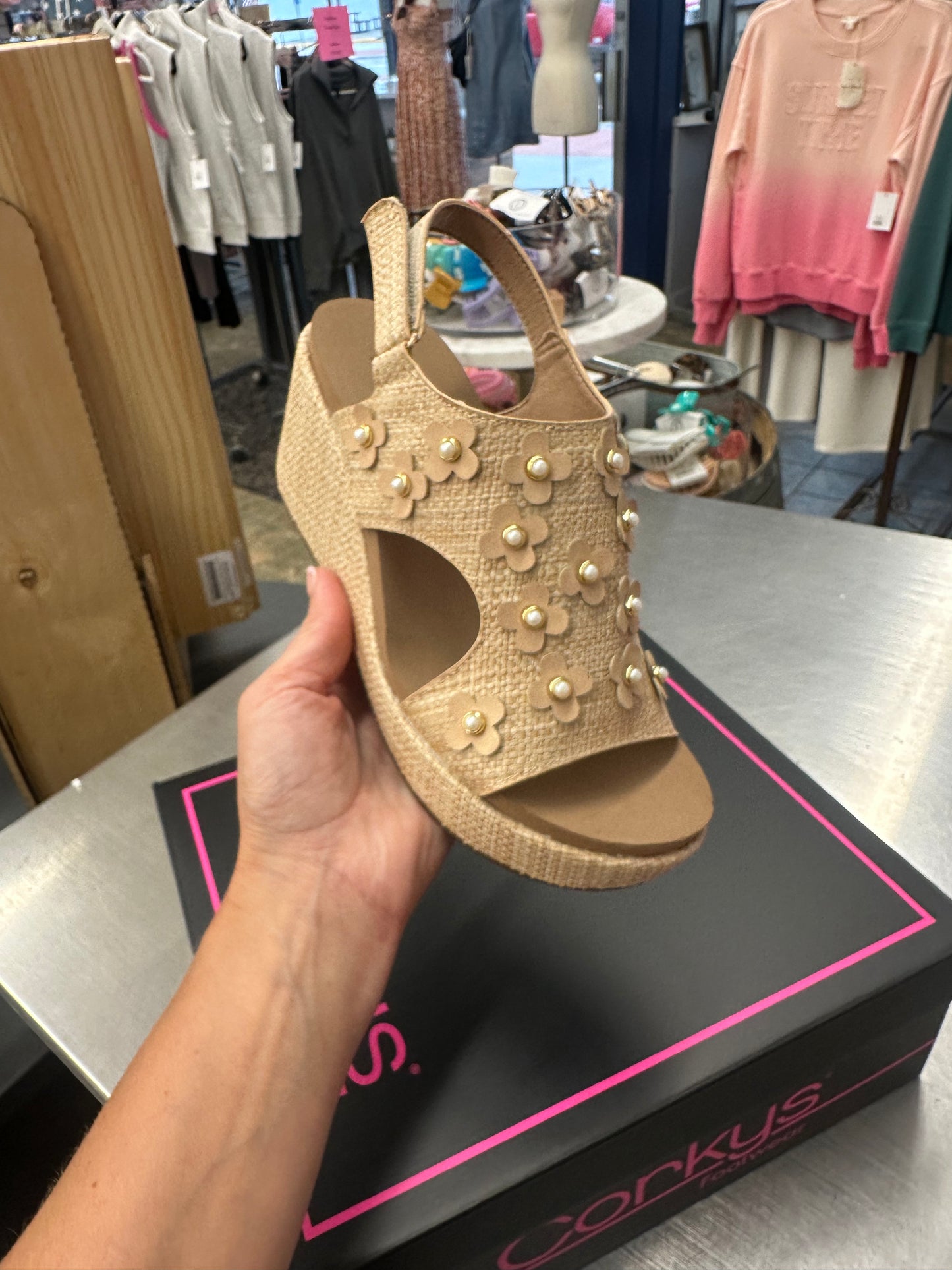 Corky’s Raffia Flower Sandal
