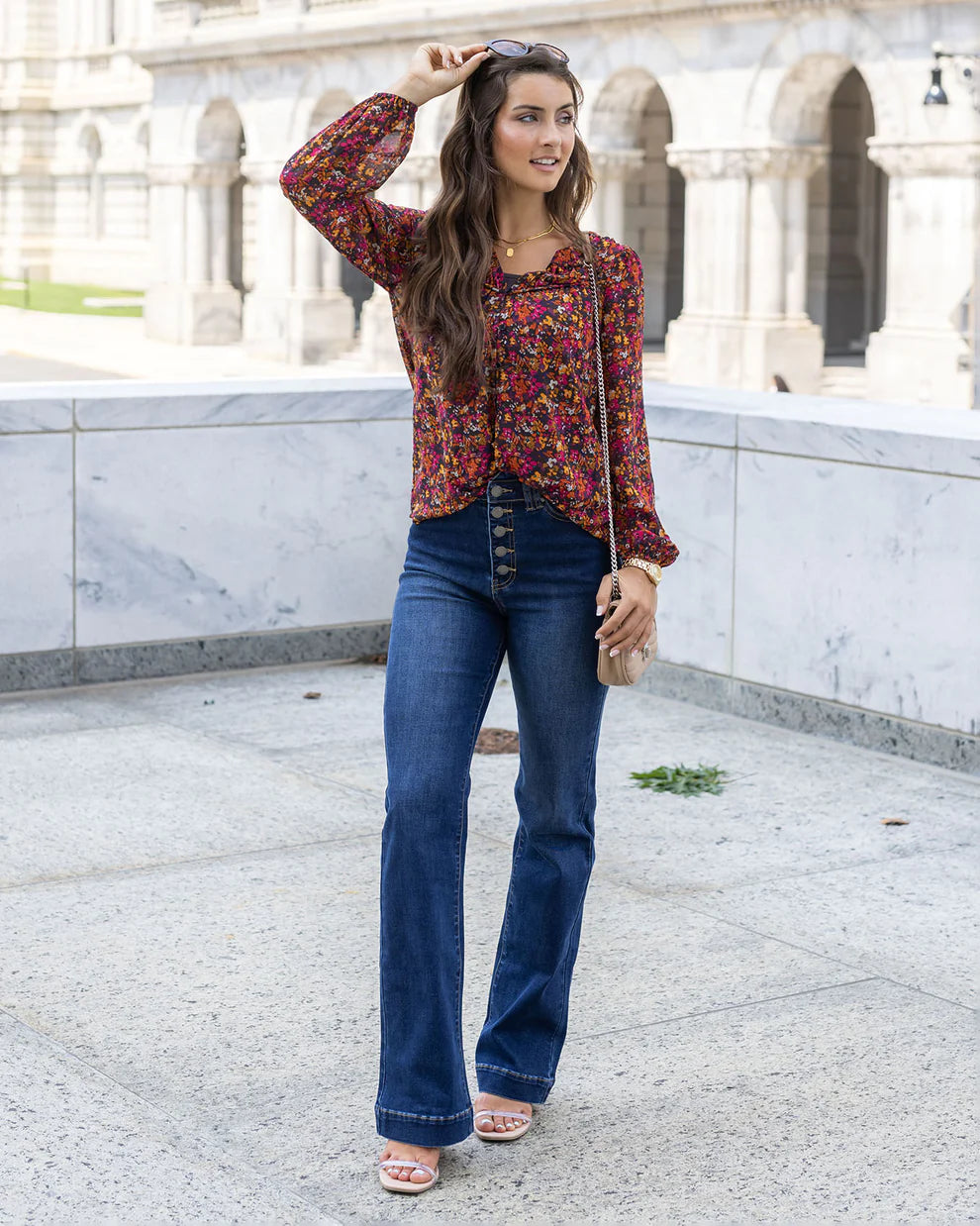 Grace & Lace Button Fly Flare Denim