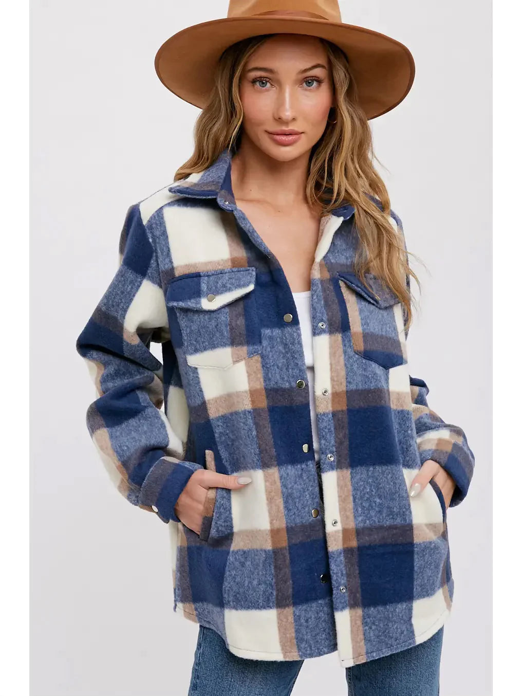 Brushed Flannel Jacket - Navy