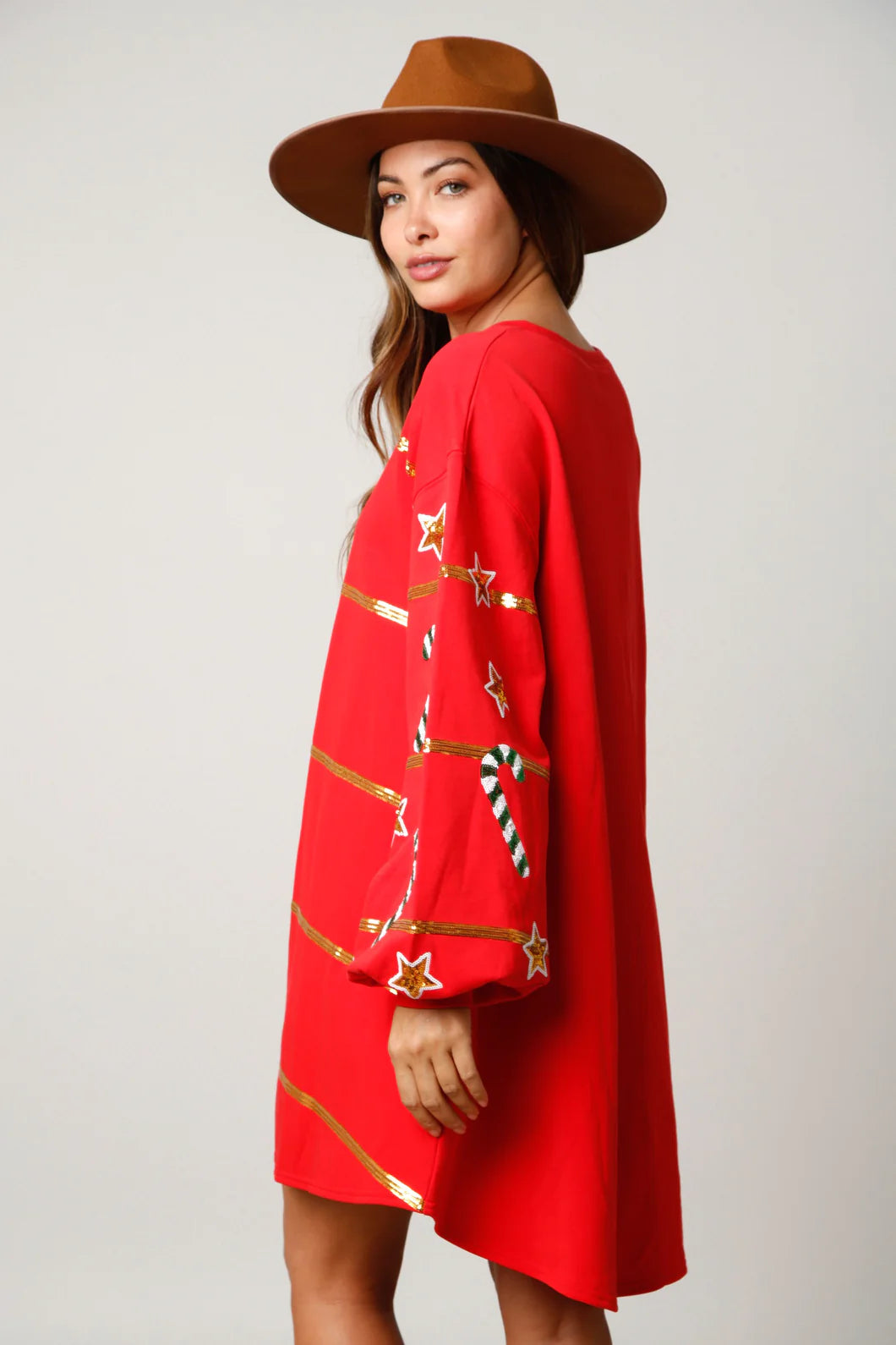 Fantastic Fawn Red Sequin Christmas Dress
