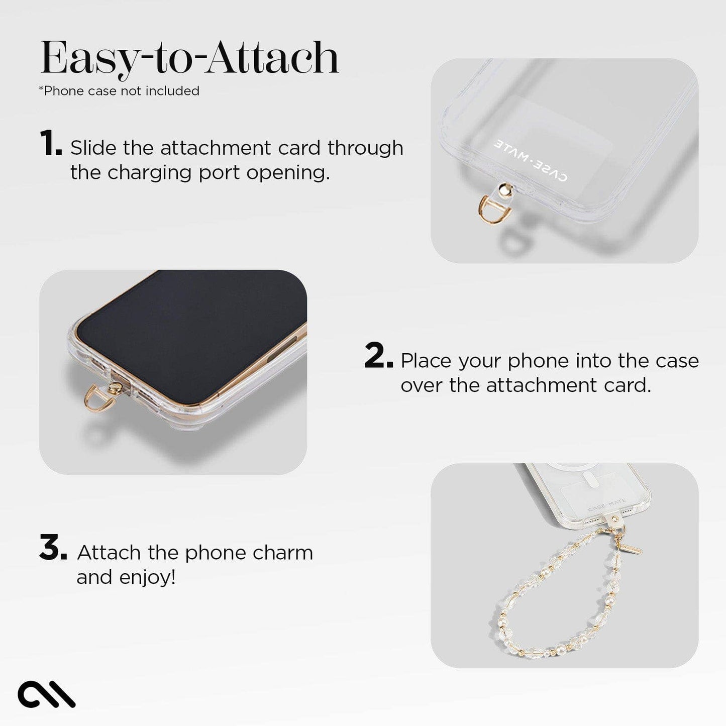 Crystal Pearl Gold Phone Charm: Crystal Pearl Gold