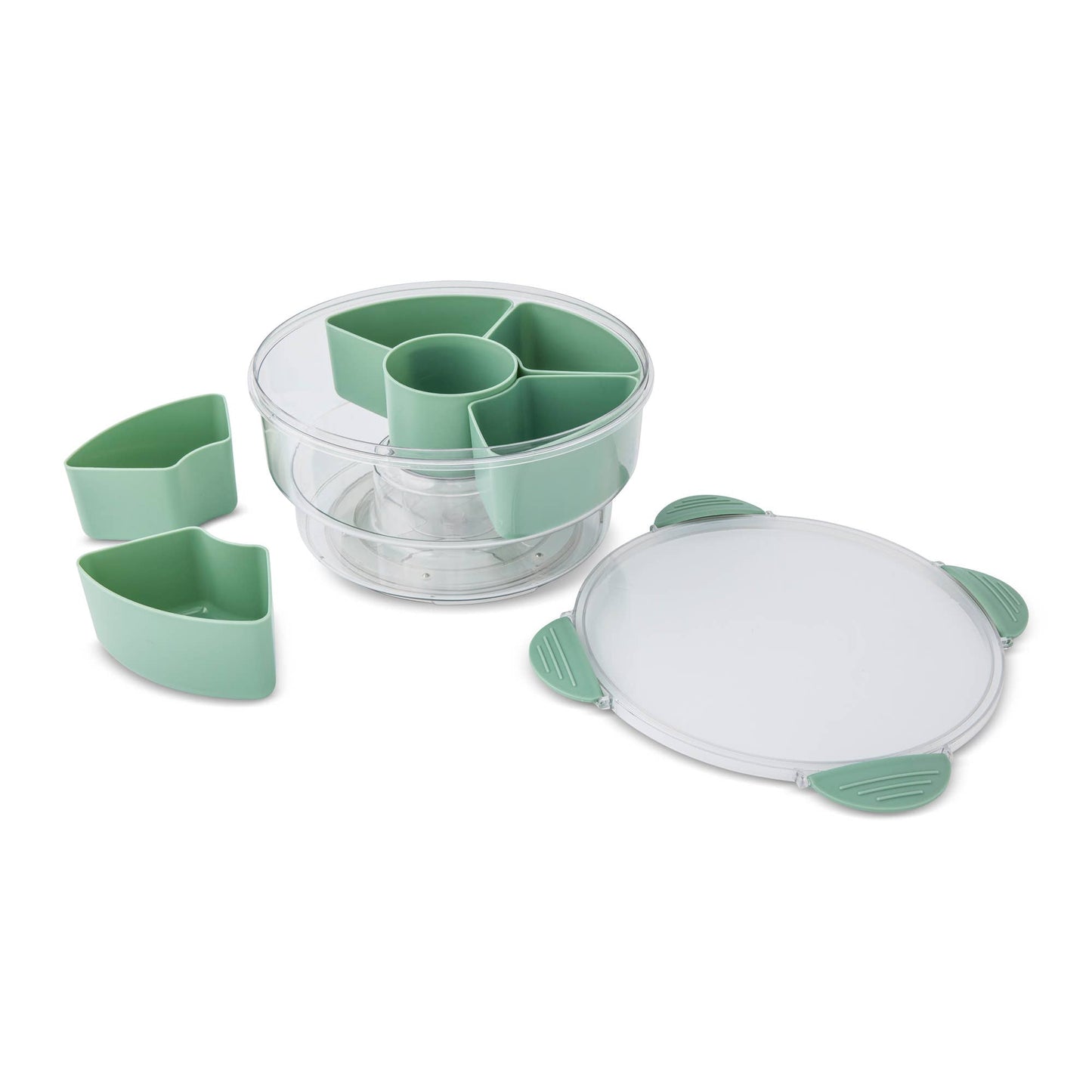 6 Section Snackle Lazy Susan w/ Ice Compartment - Matcha