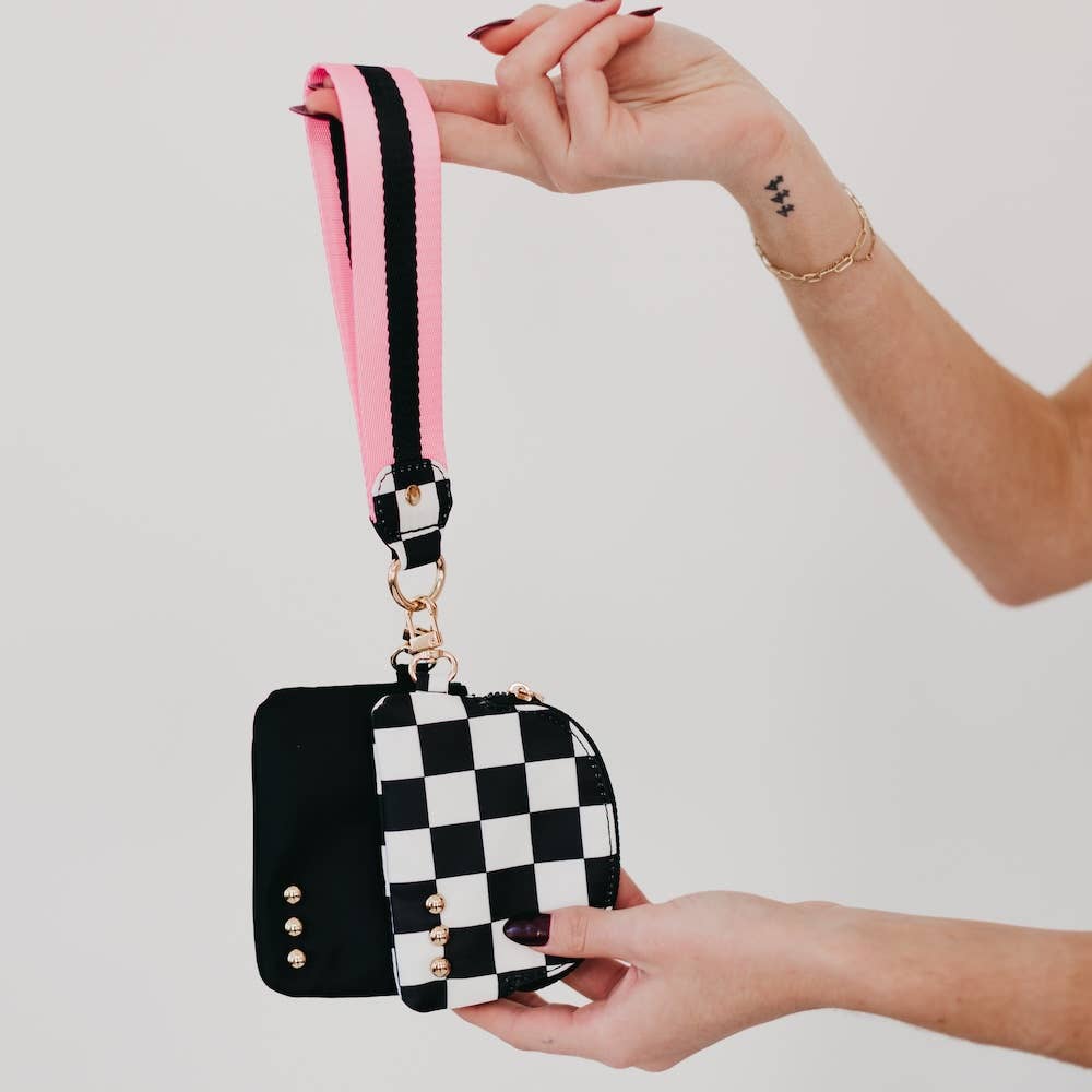Dolly Dual Pouch Wristlet : Light Pink/Pink