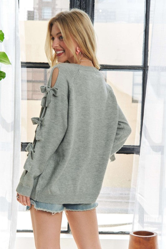 Adora Gray Sweater with Bows
