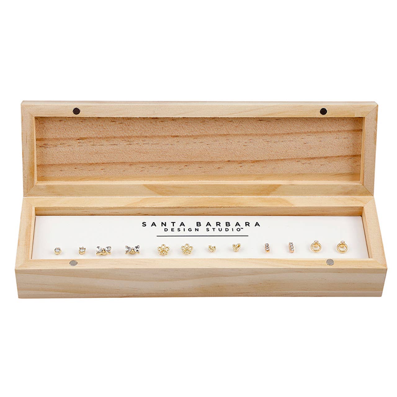 Boxed Earring Set - Pretty Little Things: Pine Wood, Zinc Alloy, Glass / 7.5 W x 2 H x 1.25 D