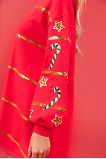 Fantastic Fawn Red Sequin Christmas Dress