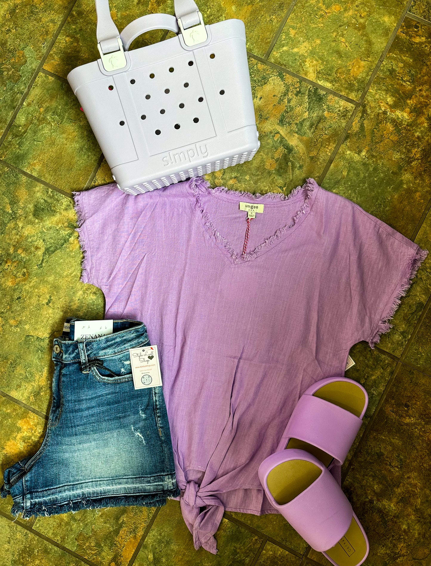 Lavender Linen Knotted Top