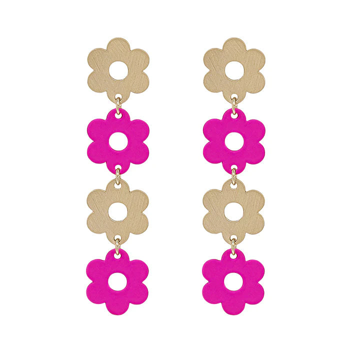 Meghan Browne Daisy Fuchsia Dangle Earrings
