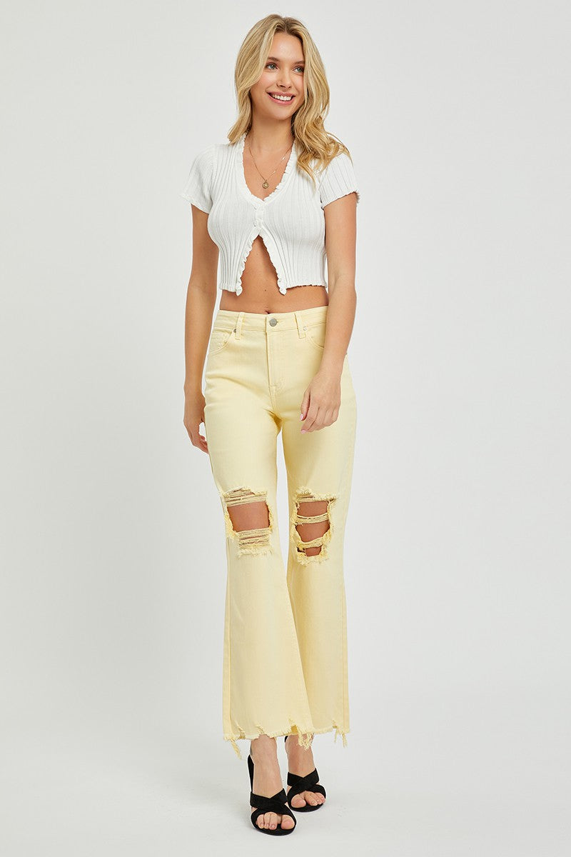 Risen High-Rise Straight Jeans - Pale Yellow