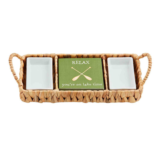 Mud Pie Relax Serving Basket & Napkin Set