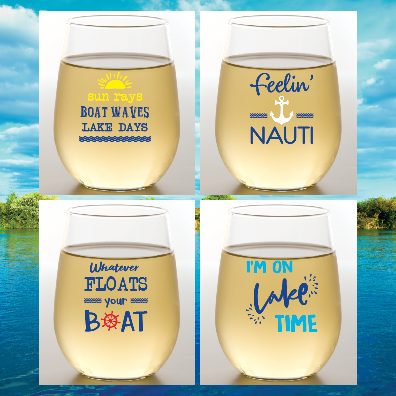ON LAKE TIME Shatterproof Wine Glasses - 4 Pack