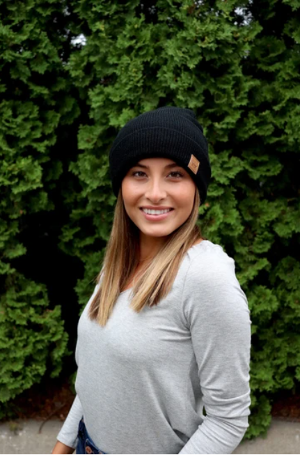 Black Fleece Lined Beanie