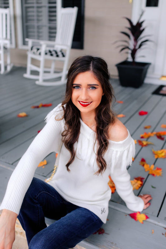 Fringe Off the Shoulder Sweater