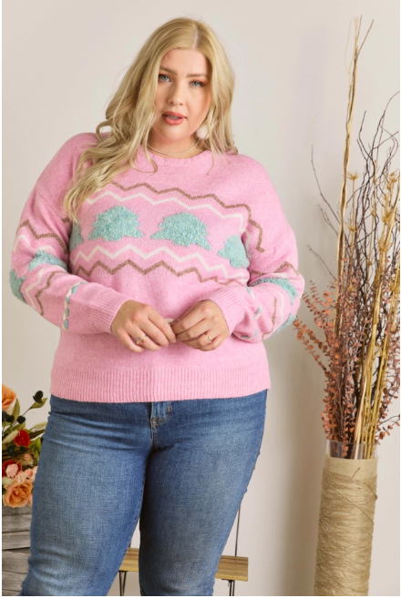 Adora Christmas Tree Sweater - Pink