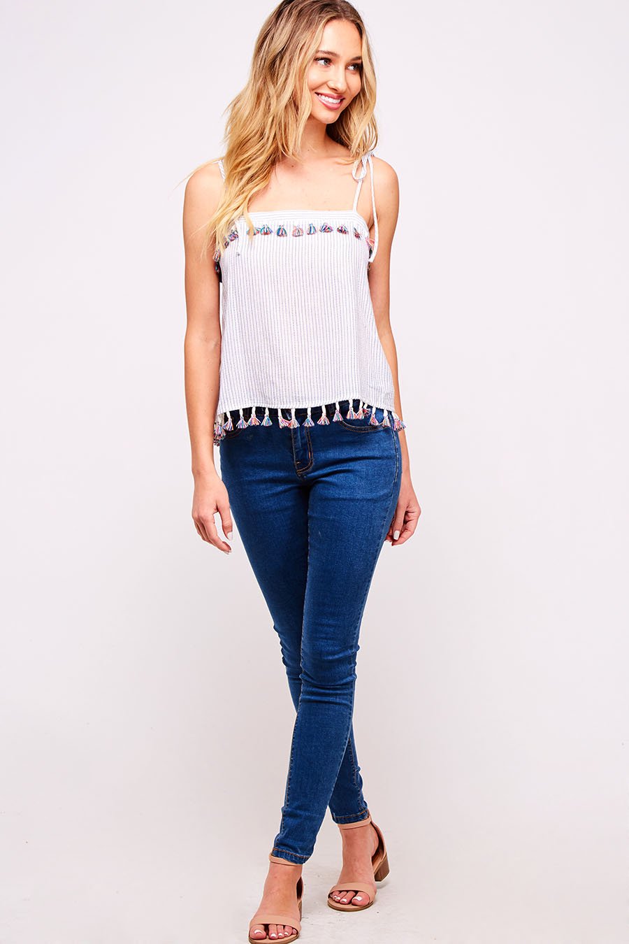 Striped Top with Tassels