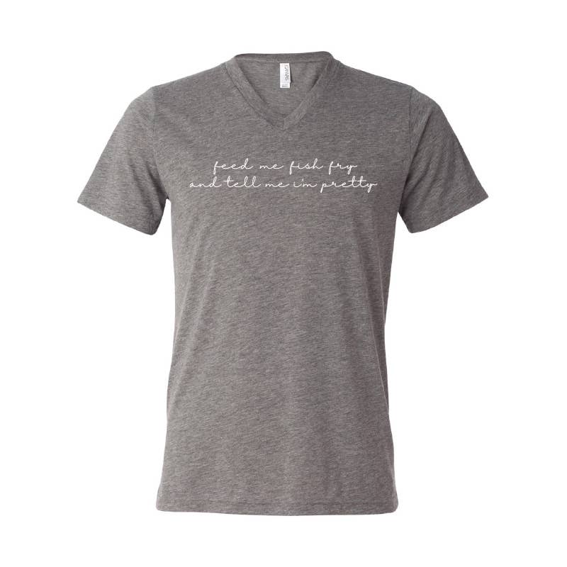 Feed Me Fish Fry Tee. Gray